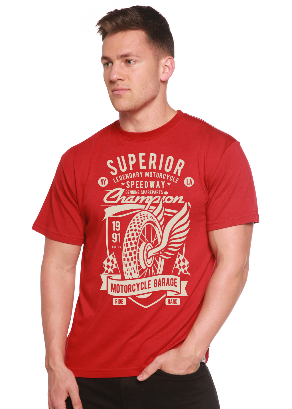 Superior Motorcycle Spun Bamboo® Men's Bamboo Viscose/Organic Cotton Short Sleeve Graphic T-Shirt