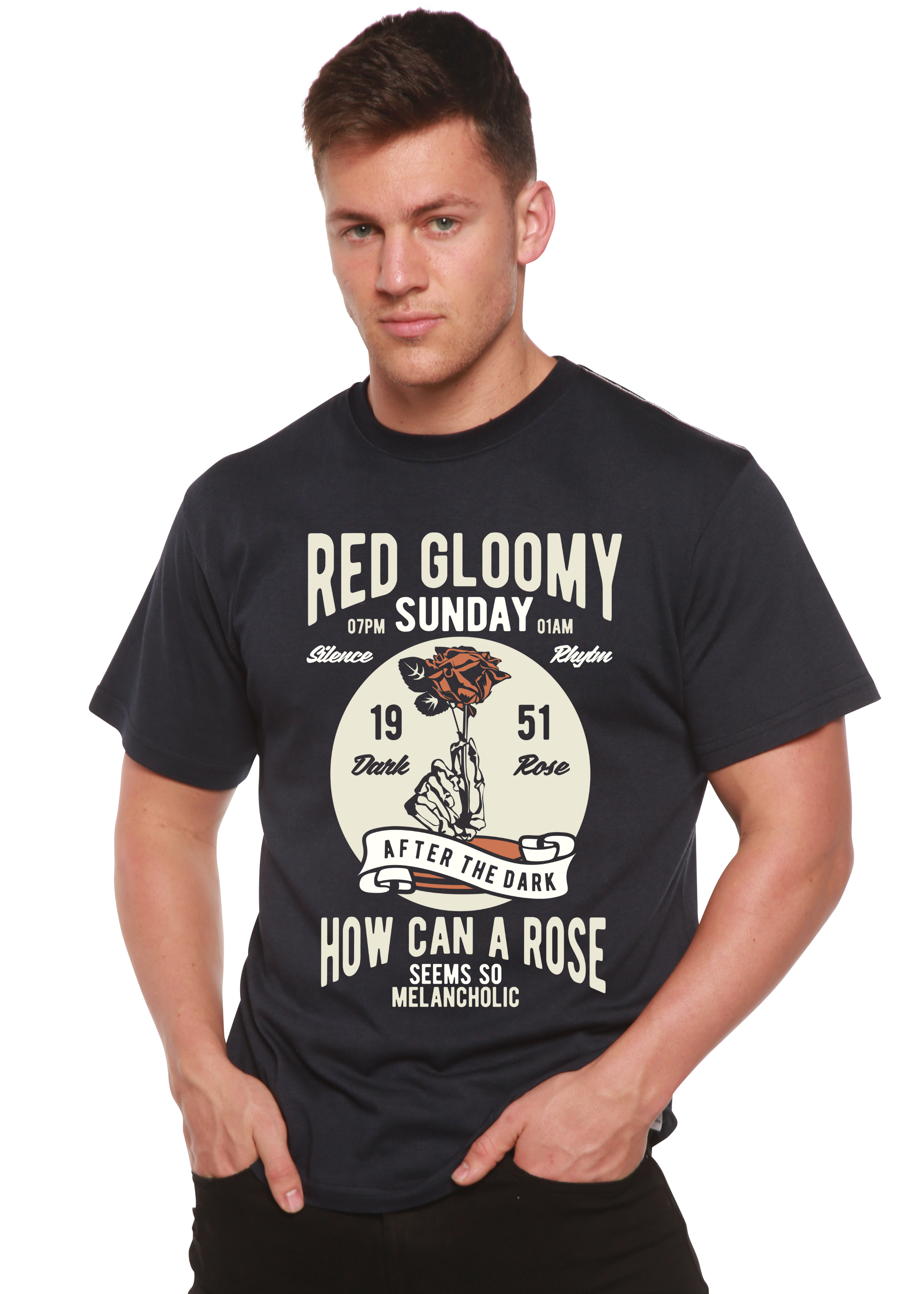 Red Gloomy Spun Bamboo® Men's Bamboo Viscose/Organic Cotton Short Sleeve Graphic T-Shirt